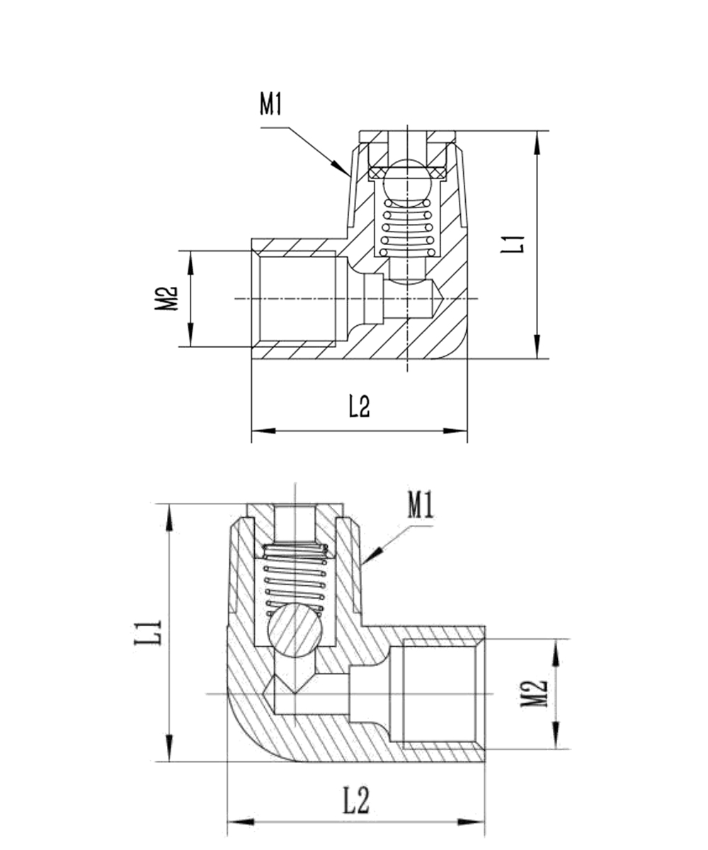 Clapet anti-retour à angle droit DX